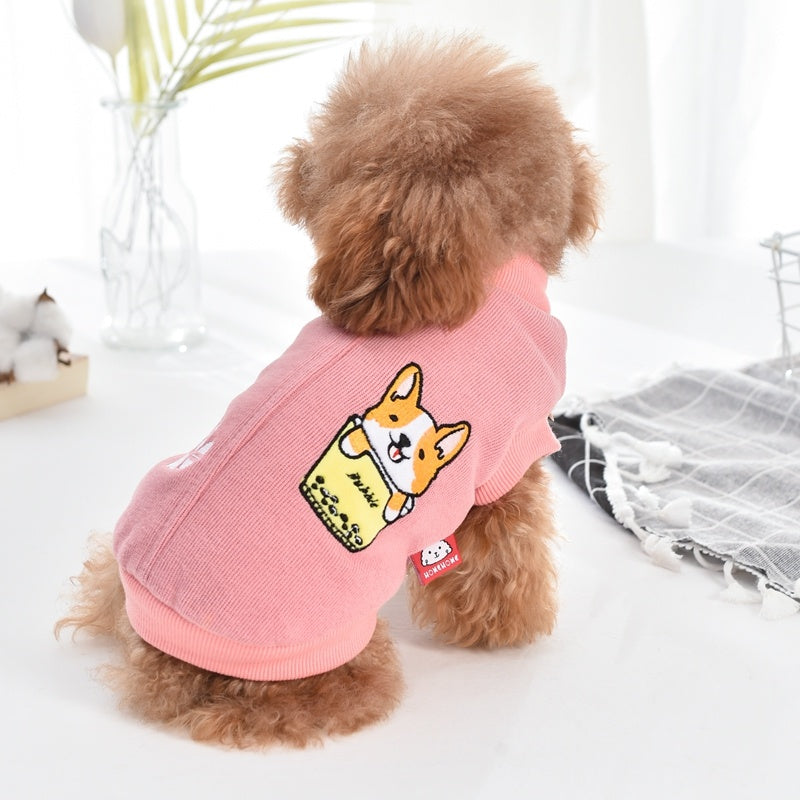 Dog Padded Coat Dog Clothes Winter Puppy Coat Pearl Milk Tea Corgi Coat