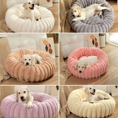 Pet Kennels Long Plush Round Cat Nest Winter Warm Dog Beds Kennel Super Soft Dogs Mat Sofa Pet Deep Sleeping SuppliesPet Products