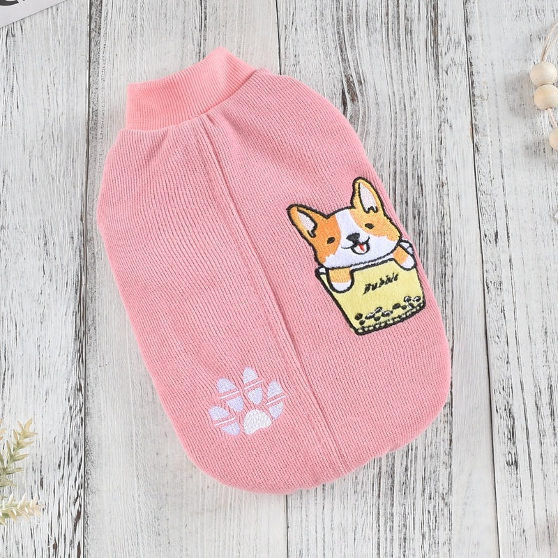 Dog Padded Coat Dog Clothes Winter Puppy Coat Pearl Milk Tea Corgi Coat