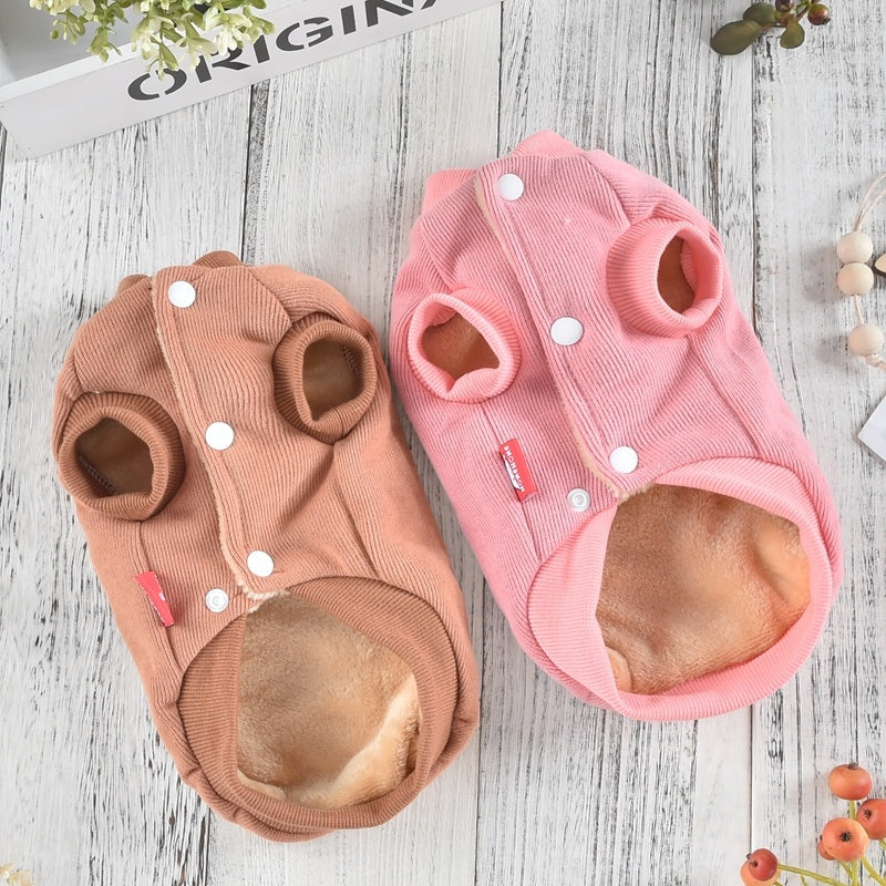 Dog Padded Coat Dog Clothes Winter Puppy Coat Pearl Milk Tea Corgi Coat